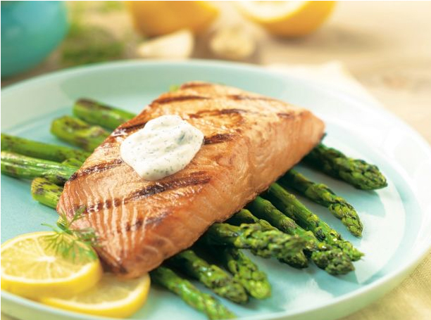 MEDitSimple Cuisine: Salmon on a bed of asparagus mousseline